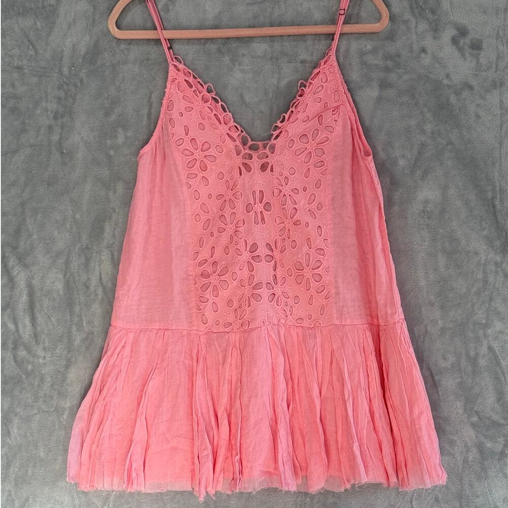 Free People Ilektra Babydoll Lace Slip Dress Barbiecore Coquette NWT XL Pink Raw - Picture 3 of 13